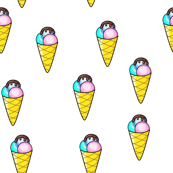 Patrón Sin Costuras Helado Sobre Fondo Blanco Diseño Impresión Papel — Archivo Imágenes Vectoriales