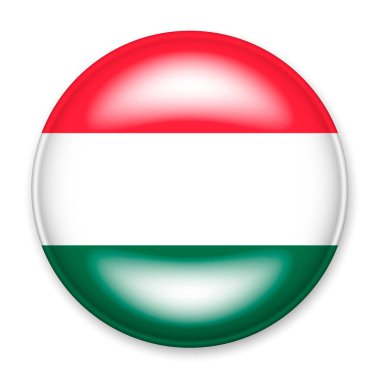 Macaristan bayrağı yuvarlak bir düğme şeklinde ışık ve gölge şeklinde. Bağımsızlık Günü sembolü, bir hatıra, sitedeki dili değiştirmek için bir düğme, bir simge.