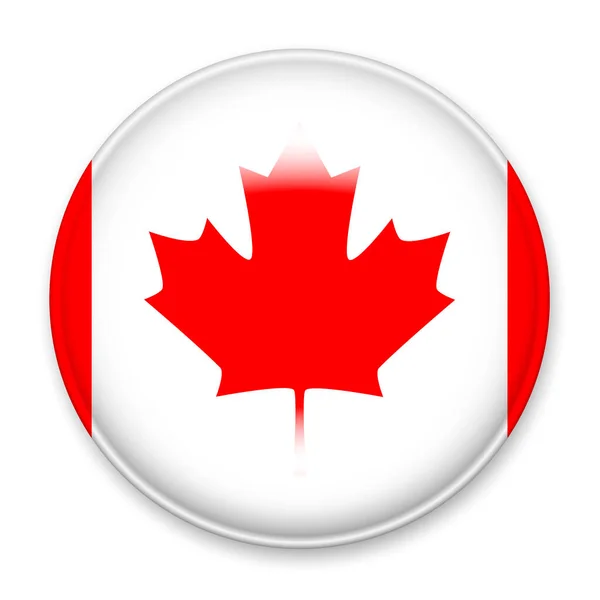 Flaga Kanady Formie Okrągłego Przycisku Jasnym Blaskiem Cieniem Symbol Dnia — Wektor stockowy
