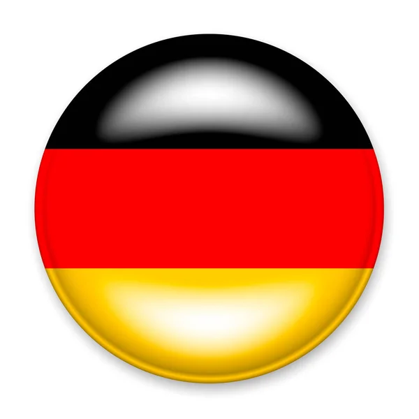 Flaga Niemiec Formie Okrągłego Przycisku Jasnym Blaskiem Cieniem Symbol Dnia — Wektor stockowy