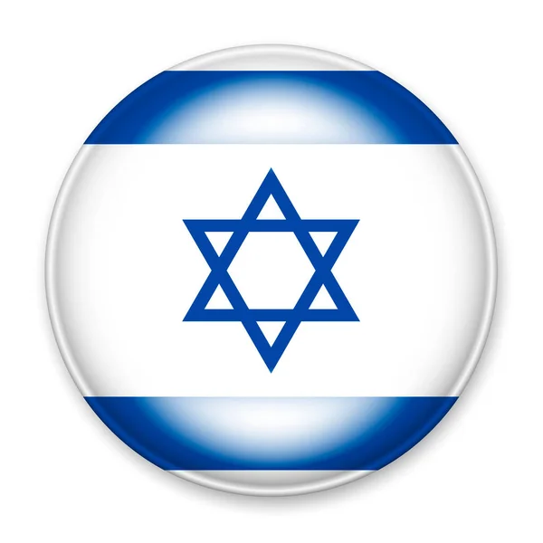 Прапор Ізраїлю Вигляді Круглої Кнопки Світлим Блиском Тінню Символ Дня — стоковий вектор