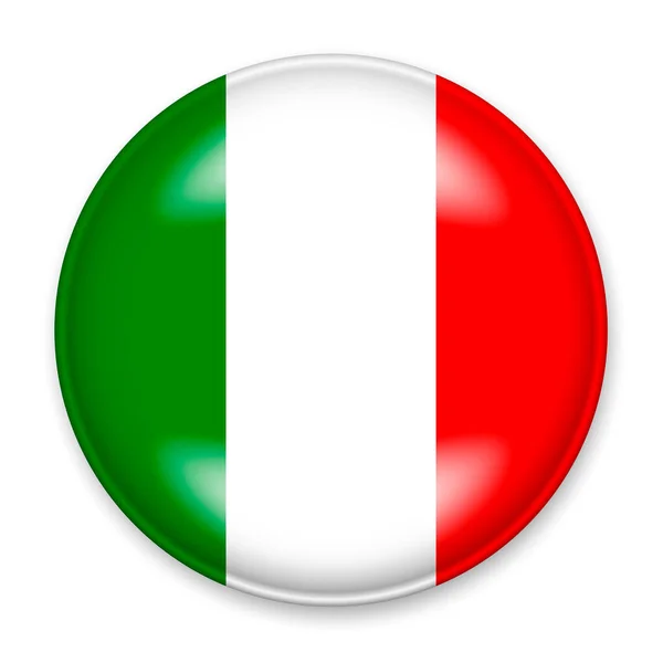 Bandiera Italia Nella Forma Pulsante Rotondo Con Bagliore Leggero Ombra — Vettoriale Stock