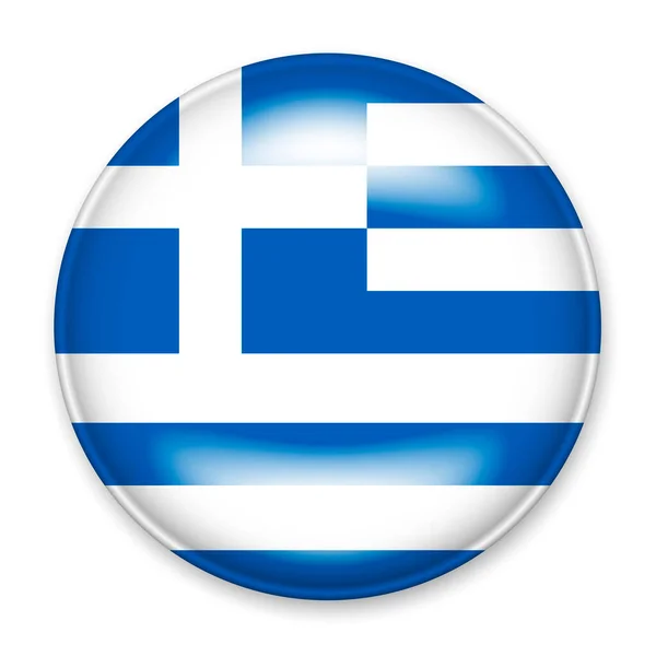 Drapeau Grèce Sous Forme Bouton Rond Avec Éclat Léger Une — Image vectorielle