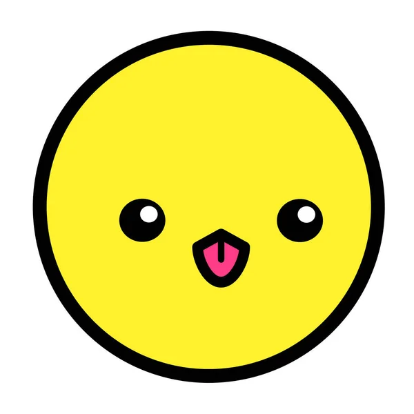 Visage Plat Kawaii Emoji Mignon Personnage Dessin Animé Drôle Simple — Image vectorielle