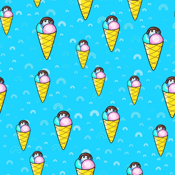 Beyaz arka planda kusursuz dondurma deseni. Kağıt baskı tasarımı. Soyut retro vektör çizimi. Moda tekstil, kumaş, ambalaj. Modern alan dekorasyonu.