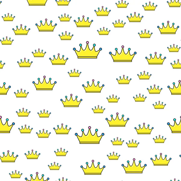 Crown Seamless Pattern White Background Paper Print Design Abstract Retro — Stock Vector