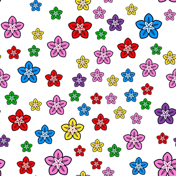 Fleur Colorée Motif Sans Couture Sur Fond Blanc Conception Impression — Image vectorielle