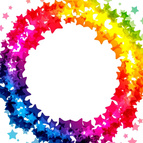 Rainbow Stars Border Vector Texture Carnival Bright Decoration Card — Stock Vector