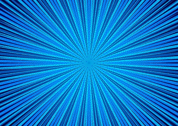 Tarz pop sanat tasarımı için soyut mavi arkaplan. Retro patlama şablonu. Işık ışını etkisi. Klasik çizgi roman tarzı, yarım ton modern baskı dokusu, vektör.