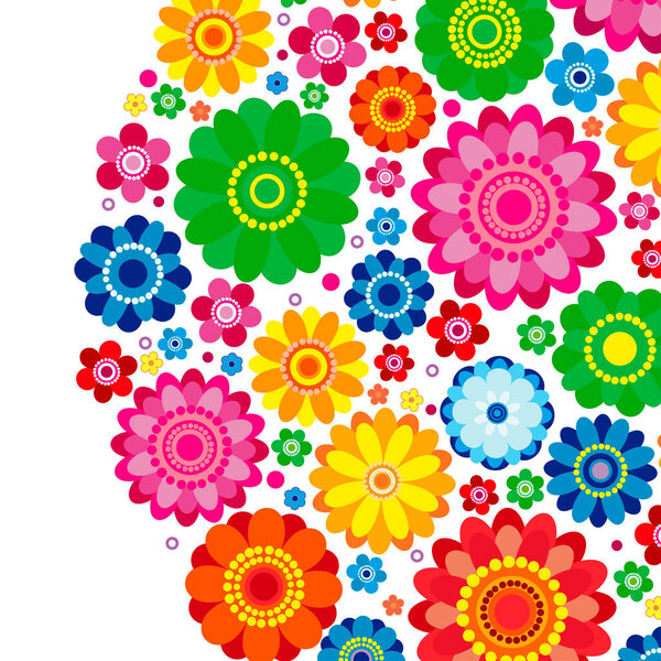 Flowers spring design on a white  background, floral vector illustration.