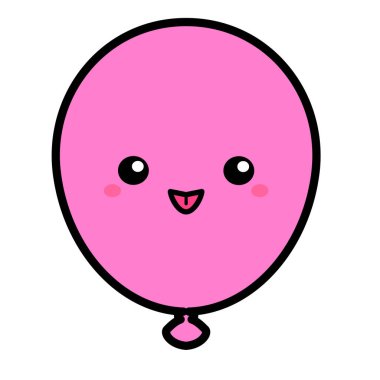 Kawai Balonu. İşaret, sembol, ağ ögesi. Sosyal medya ikonu. İş konsepti. Dövme şablonu. Çizgi çalışması. Web sitesi resim grafiği.