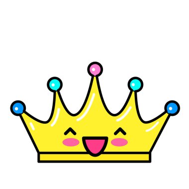 Kawai tacı. İşaret, sembol, ağ ögesi. Sosyal medya ikonu. İş konsepti. Dövme şablonu. Çizgi çalışması. Web sitesi resim grafiği.