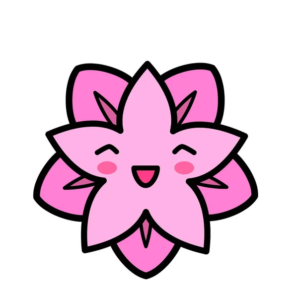 Kawai Çiçeği Şaret Sembol Ögesi Sosyal Medya Ikonu Konsepti Dövme — Stok Vektör