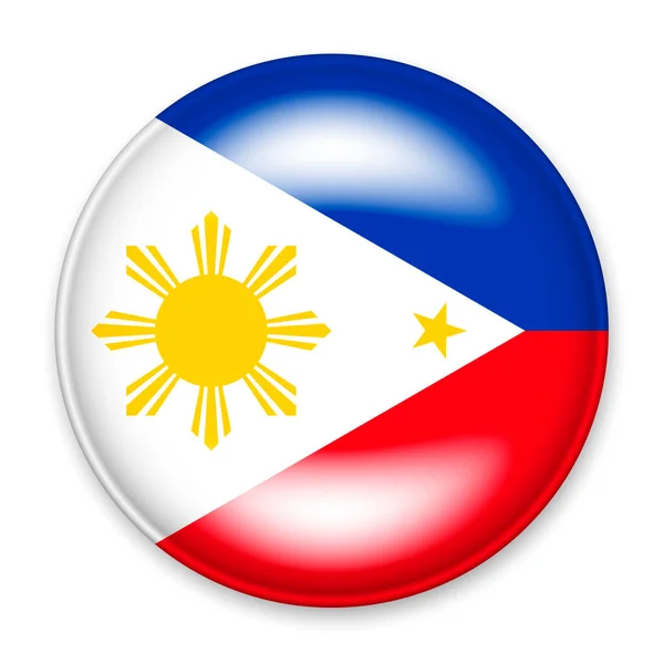 Bandeira Das Filipinas Forma Botão Redondo Com Brilho Claro Uma — Vetor de Stock