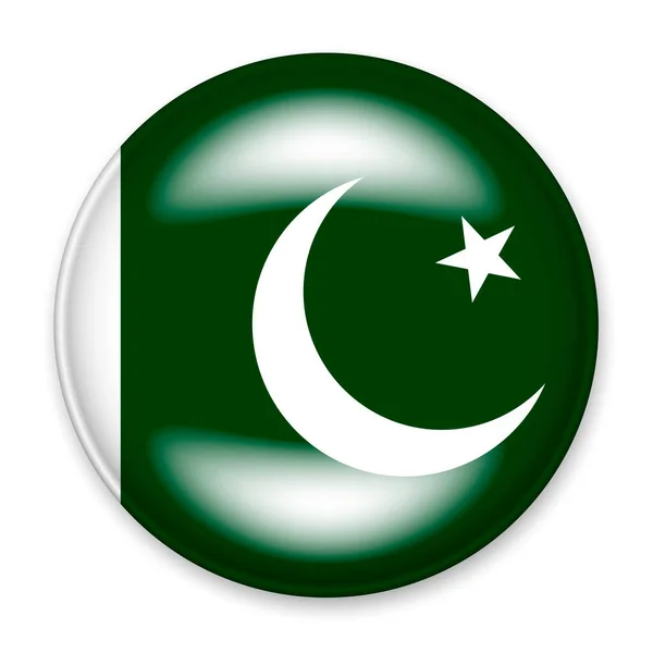 以圆形按钮的形式出现的巴基斯坦国旗 带有淡淡的闪光和阴影 独立日的标志 一个纪念品 一个在网站上切换语言的按钮 一个图标 — 图库矢量图片