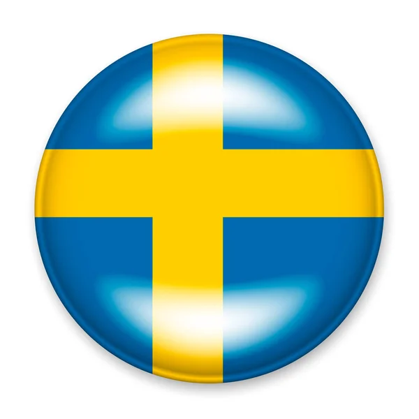 Flag Sweden Form Button Light Glare Shadow Symbol Independence Day — Stock Vector