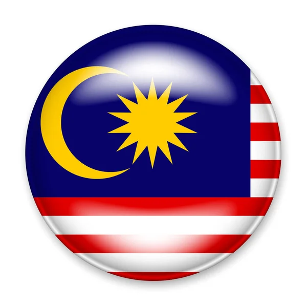 Bandera Malasia Forma Botón Redondo Con Resplandor Luz Una Sombra — Vector de stock
