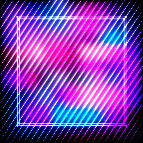 Kleurrijk Neon Vierkant Frame Een Donkere Achtergrond Vector Abstracte Illustratie — Stockvector