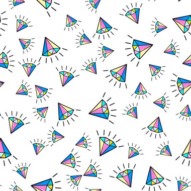 Beyaz arka planda renksiz elmas desenli. Kağıt baskı tasarımı. Soyut retro vektör çizimi. Moda tekstil, kumaş, ambalaj. Modern alan dekorasyonu.