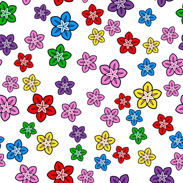 Fleur Colorée Motif Sans Couture Sur Fond Blanc Conception Impression — Image vectorielle