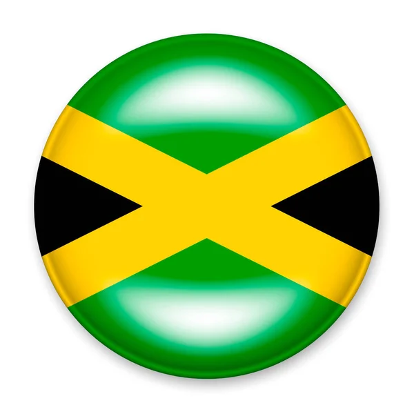 Zászló Jamaica Formájában Kerek Gomb Egy Fény Vakító Egy Árnyék — Stock Vector