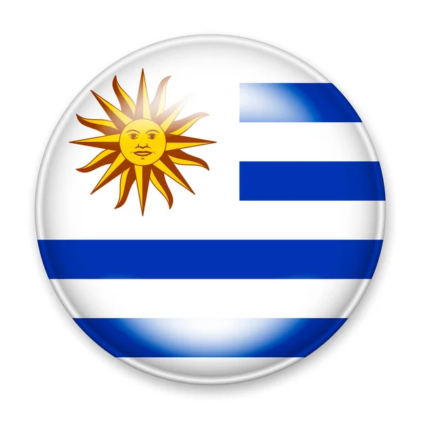 乌拉圭国旗 以圆形按钮为形式 带有灯光和阴影 — 图库矢量图片