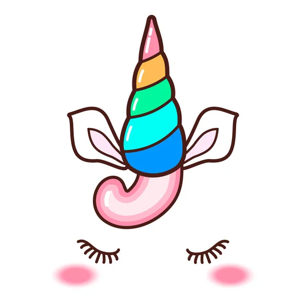 Kawaii Bonito Unicórnio Chifre Engraçado Desenhos Animados Coloridos —  Vetores de Stock