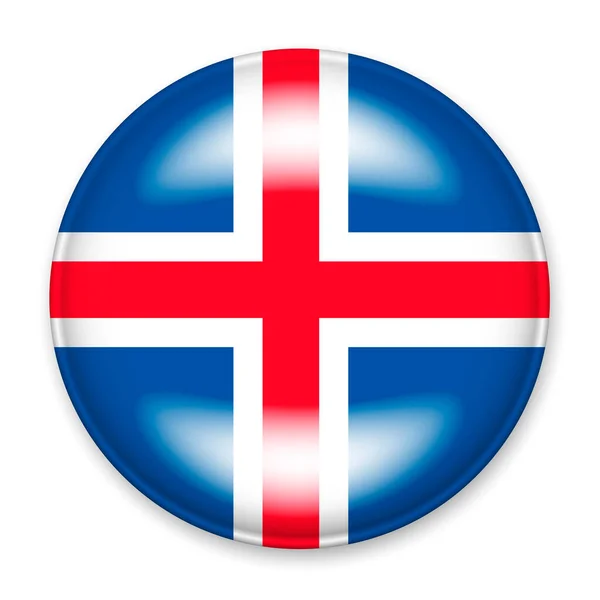 Flag Iceland Form Button Light Glare Shadow — Stock Vector
