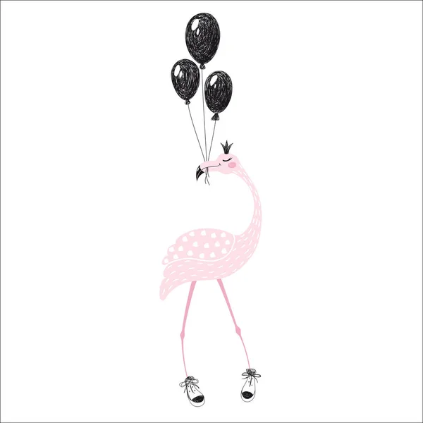 Flamingo niedlich gedruckt — Stockvektor