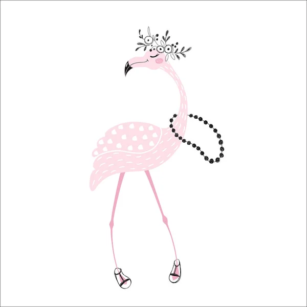 Flamingo niedlich gedruckt — Stockvektor