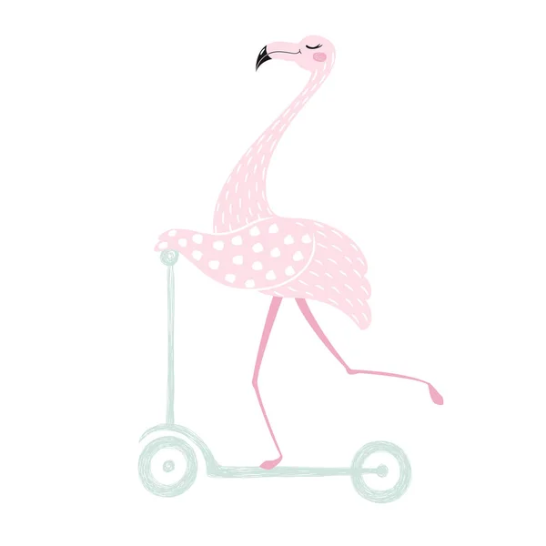 Flamingo på skoter — Stock vektor