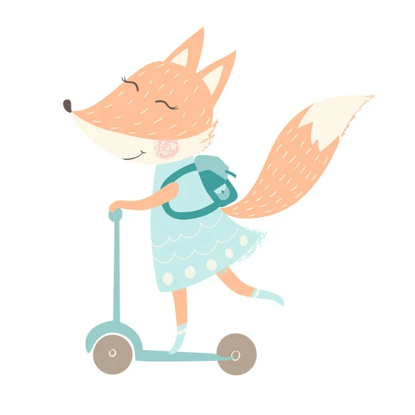 Schattig fox op scoter — Stockvector