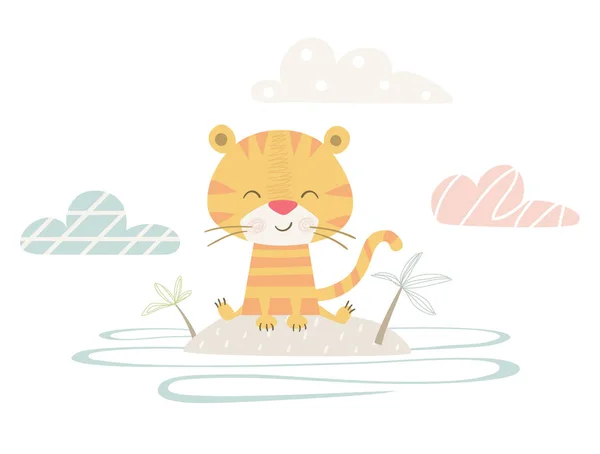 タイガーの赤ちゃんプリント — ストックベクタ
