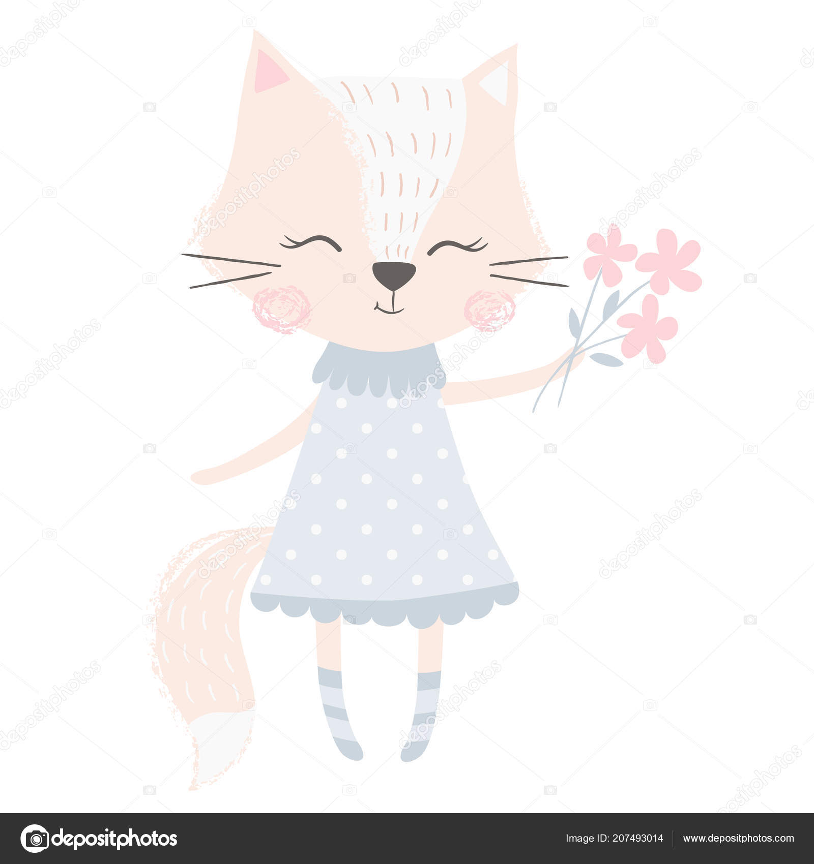Cute fox girl Sweet animal baby Stock Vector by ©nordfox