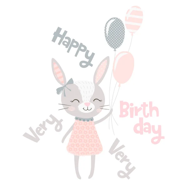 Cute bunny girl print. Sweet rabbit baby — Stock Vector