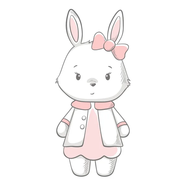 Bunny cute print. Sweet baby girl shower card. — Stock Vector