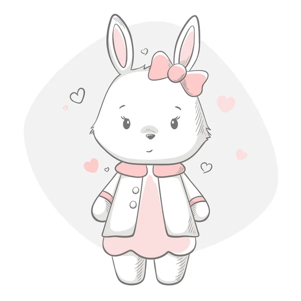 Bunny cute print. Sweet baby girl shower card. — Stock Vector