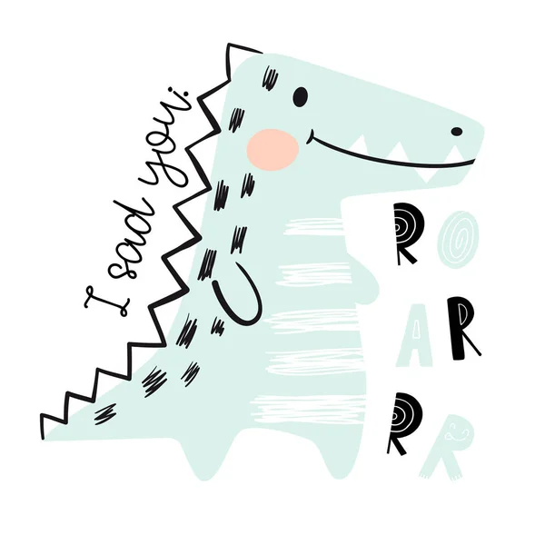 Κροκόδειλος μωρό χαριτωμένο σετ εκτύπωσης. Δεινόσαυρος. Δροσερό ζώο της Αφρικής — Διανυσματικό Αρχείο