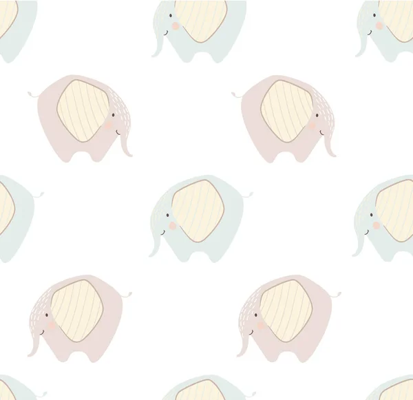 Elephant baby cute seamless pattern. Sweet zoo animal print. — Stock Vector