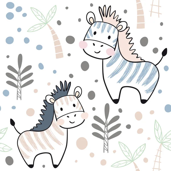 Zebra baby bezešvé vzor. Skandinávská roztomilý tisk. — Stockový vektor