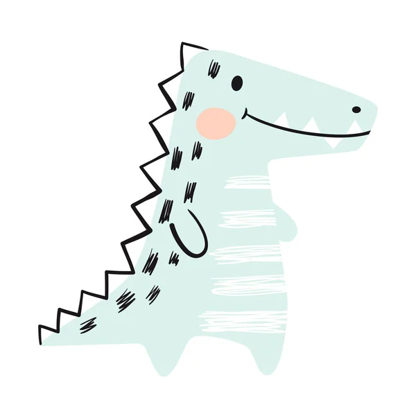 Crocodile baby cute print set. Dinosaur. Cool african animal — Stock Vector