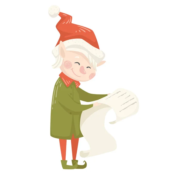 Santa Elf scandinavian illustration. Christmas and New year character. — Stock Vector