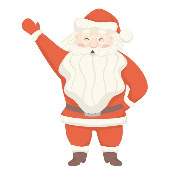 Santa Claus da la bienvenida a alguien tarjeta escandinava. Navidad y Año Nuevo carácter — Vector de stock