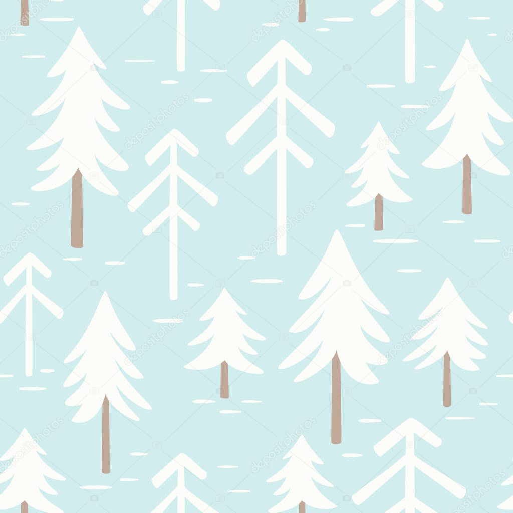 Christmas tree seamless pattern. Merry Christmas background.