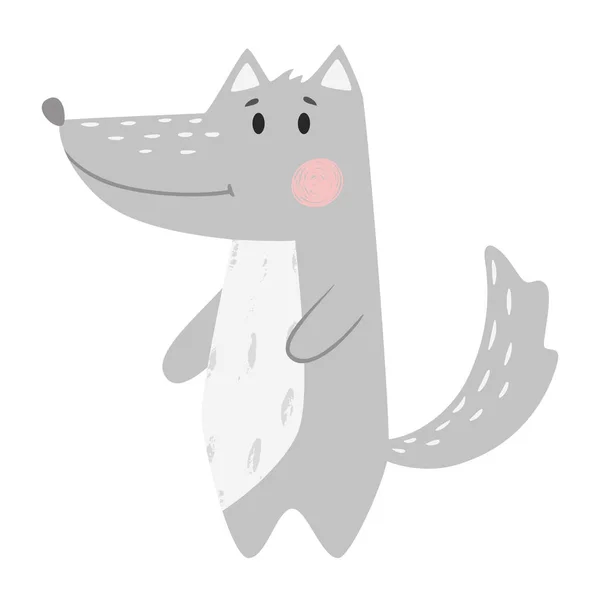 Wolf dětská tisk. Roztomilý zvířat ilustrace pro školky — Stockový vektor
