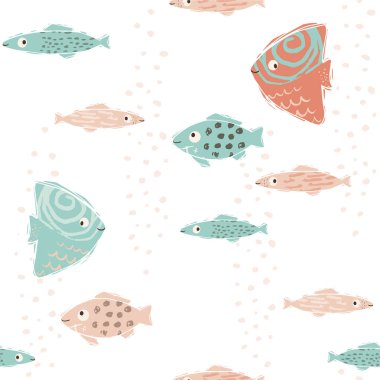 Deniz bebek sevimli sorunsuz desen. Tatlı balıklar baskı.