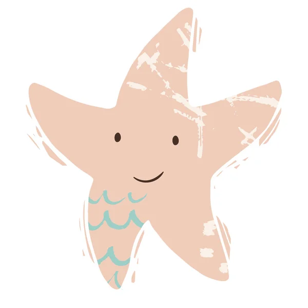 Starfish baby schattig afdrukken. Zoete zee dier. — Stockvector