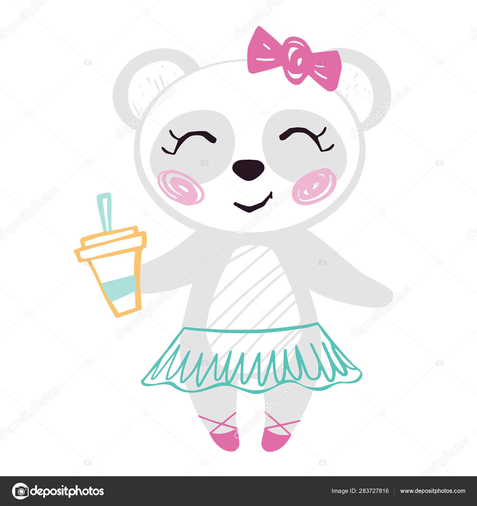 Panda Baby Girl Cute Summer Print Sweet Bear With Coffee Cup Ballet Tutu Pointe Shoes Bow Vector Image By C Nordfox Vector Stock Panda Baby Girl Cute Summer Print Sweet Bear With Coffee Cup Ballet Tutu Pointe Shoes Bow Vector Image By C Nordfox Vector Stock