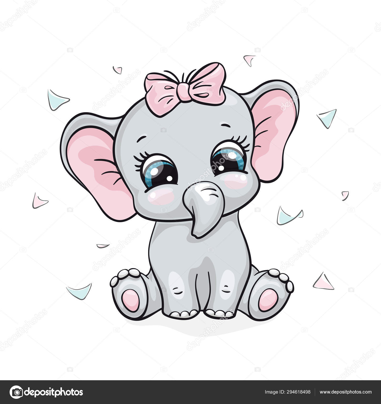 Elephant, baby cute print. Sweet tiny girl with bow and confetti. Cool african animal illustration Stock Vector Image by ©nordfox #294618498 Elephant, baby cute print. Sweet tiny girl with bow and confetti. Cool african animal illustration Stock Vector Image by ©nordfox #294618498