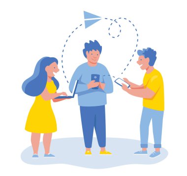 İş adamları internet, sosyal medya, ağ üzerinden iletişim. İşadamları grubu mobil toplantı düzenledi.